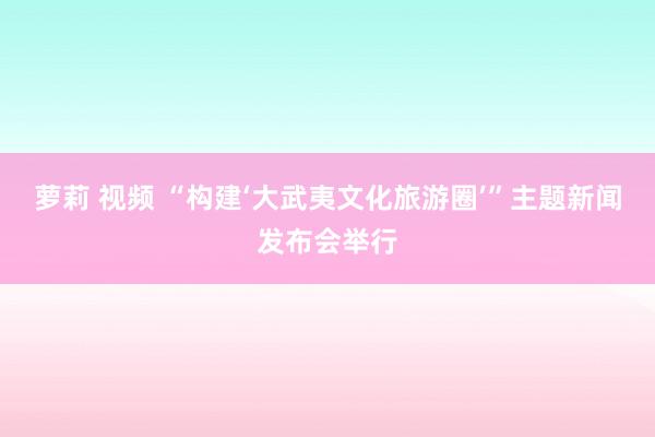 萝莉 视频 “构建‘大武夷文化旅游圈’”主题新闻发布会举行