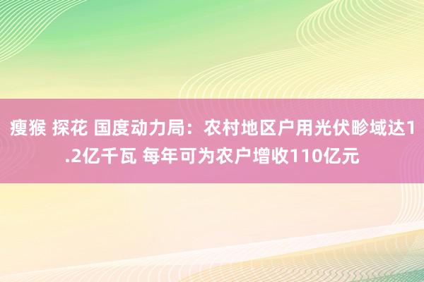 瘦猴 探花 国度动力局：农村地区户用光伏畛域达1.2亿千瓦 每年可为农户增收110亿元