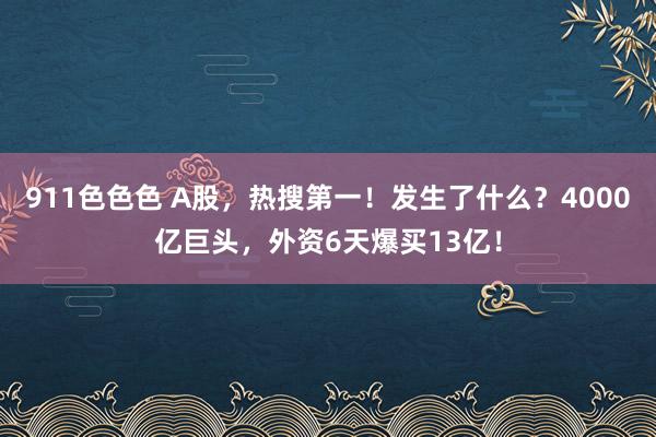 911色色色 A股，热搜第一！发生了什么？4000亿巨头，外资6天爆买13亿！
