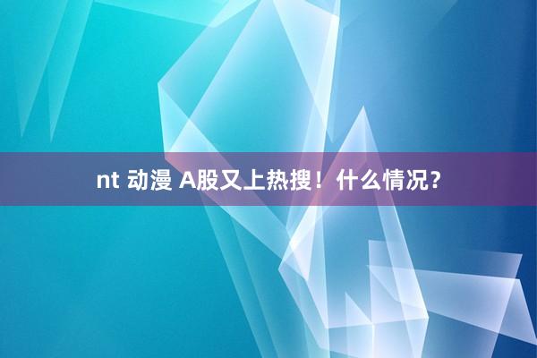 nt 动漫 A股又上热搜！什么情况？