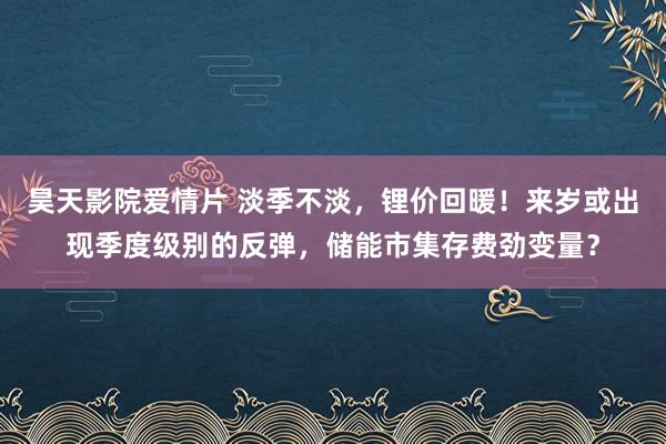 昊天影院爱情片 淡季不淡，锂价回暖！来岁或出现季度级别的反弹，储能市集存费劲变量？