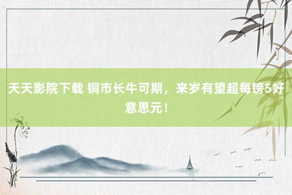 天天影院下载 铜市长牛可期，来岁有望超每镑5好意思元！