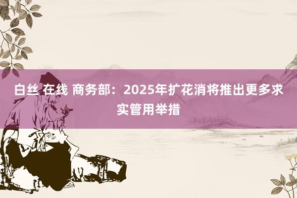 白丝 在线 商务部：2025年扩花消将推出更多求实管用举措