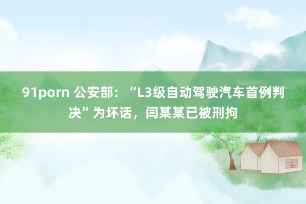 91porn 公安部：“L3级自动驾驶汽车首例判决”为坏话，闫某某已被刑拘