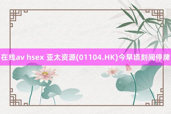 在线av hsex 亚太资源(01104.HK)今早顷刻间停牌